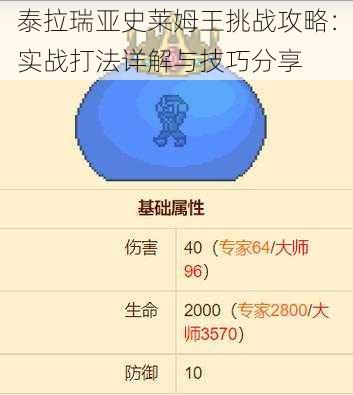 泰拉瑞亚史莱姆王挑战攻略:实战打法详解与技巧分享